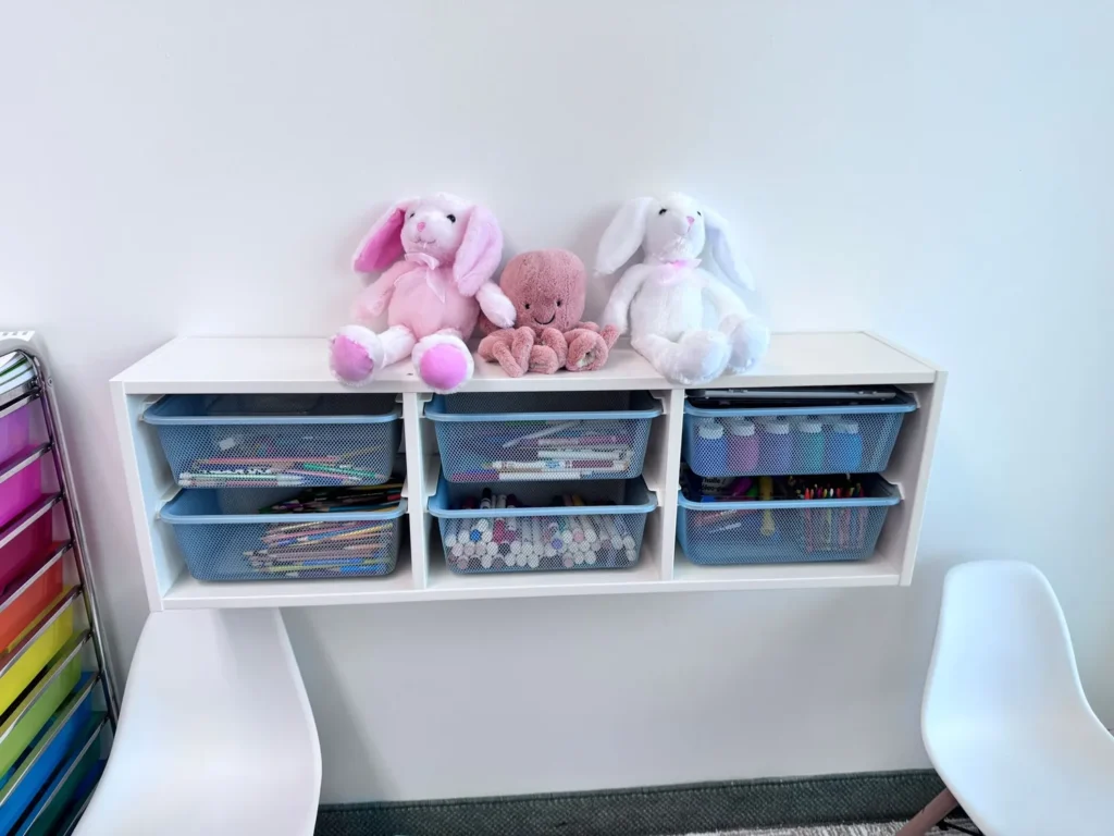 Soft toys and storage in a family counselling room at Batool Psychotherapy & Wellness, Vaughan