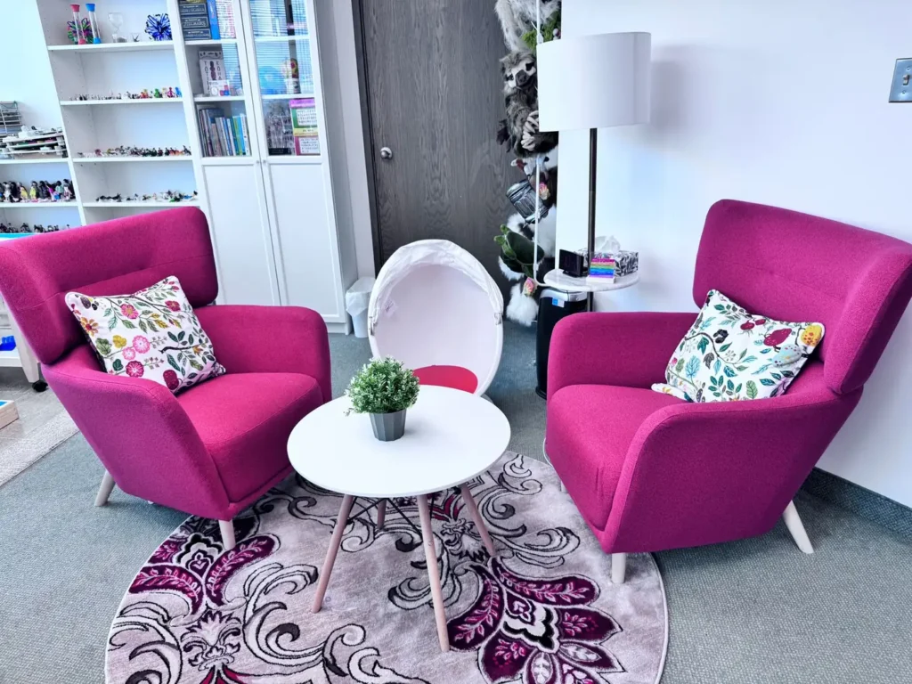 Welcoming therapy room with armchairs at our Vaughan clinic
