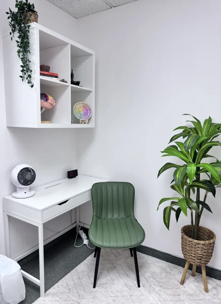Therapist desk used for virtual therapy sessions across Ontario